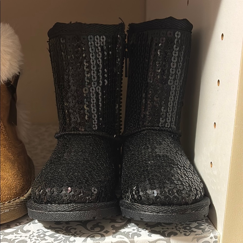 Black Sequin Boots